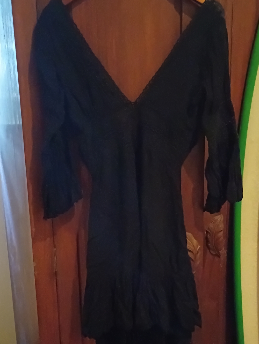Indah Embroidered Peekaboo Backless Black Dress S